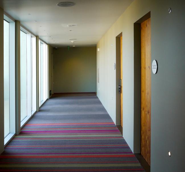 Hotel corridor inside h2hotel in Healdsburg, Ca.