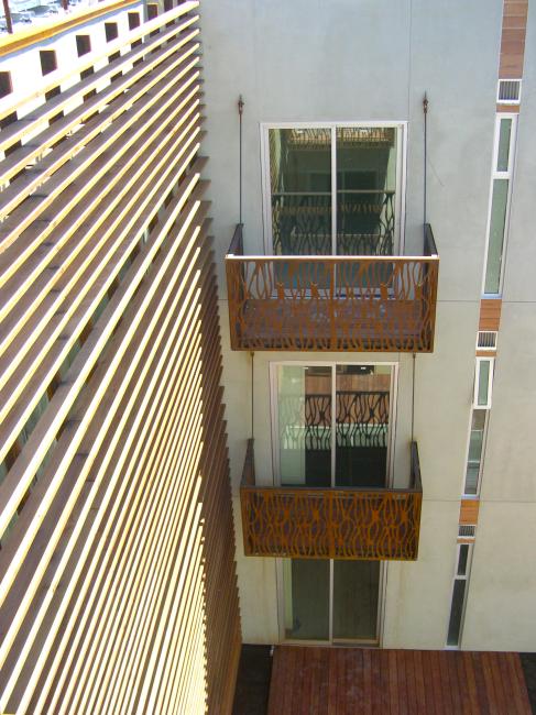 Detail of suite balconies at h2hotel in Healdsburg, Ca. 