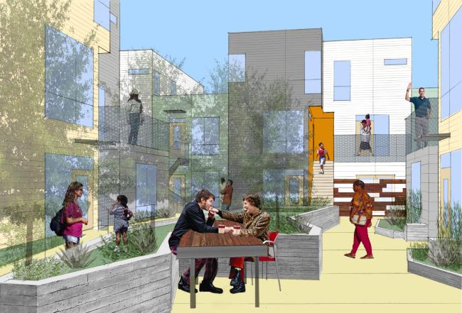 Rendering of the courtyard for Fillmore Park in San Francisco.