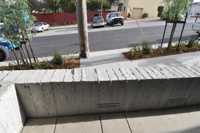 Boardform concrete at Bayview Hill Gardens in San Francisco, Ca.