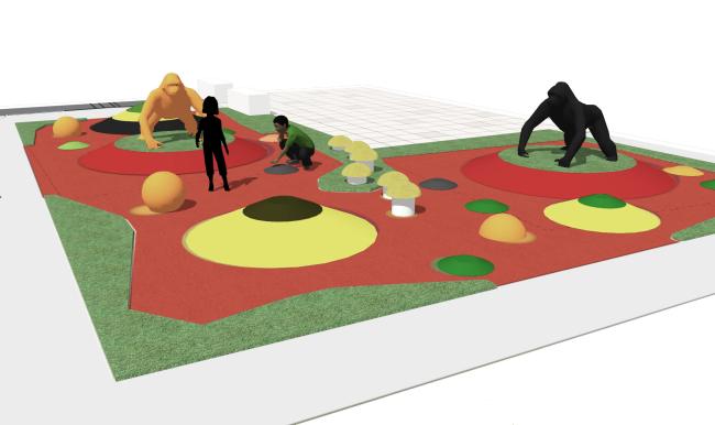 Rendering of the playground for Station Center Family Housing in Union City, Ca
