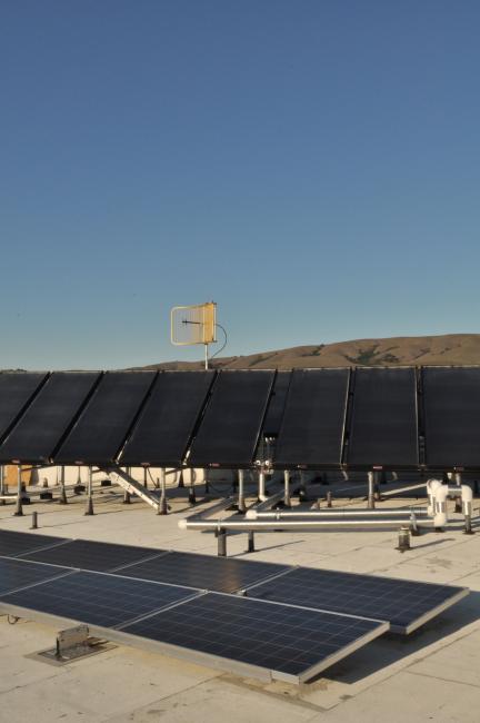 Solar power panels on top of Station Center Family Housing in Union City, Ca