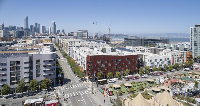 Aerial view of Five88 in San Francisco.