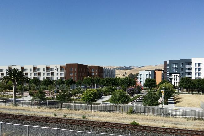 Rendered view from BART of Union Flats in Union City, Ca.
