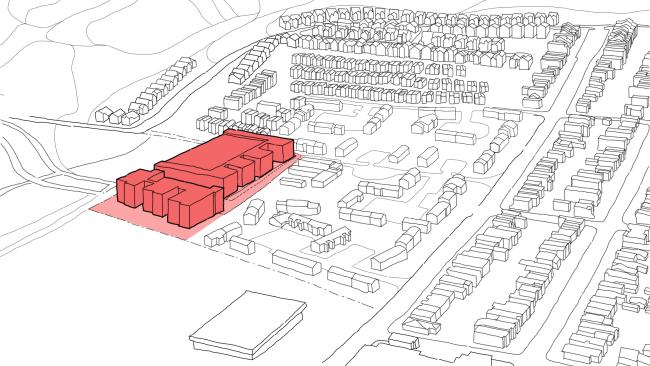 Diagram of planned Phase 1 Housing for Midway Village Framework Plan in Daly City, Ca.