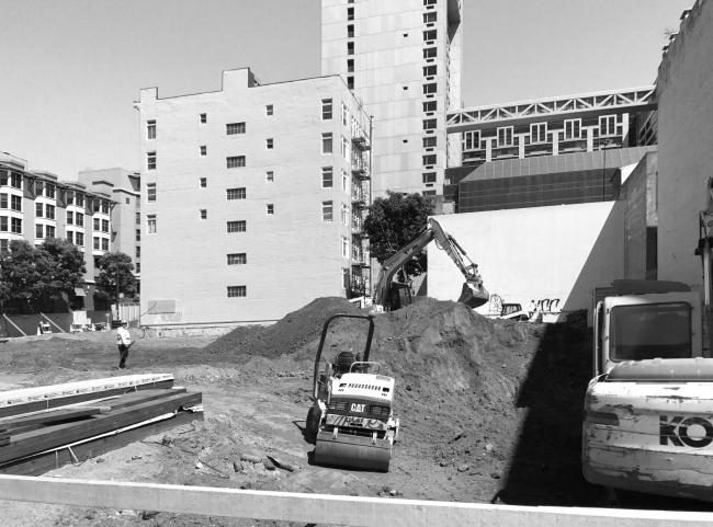 Construction site of 222 Taylor Street, affordable housing in San Francisco.