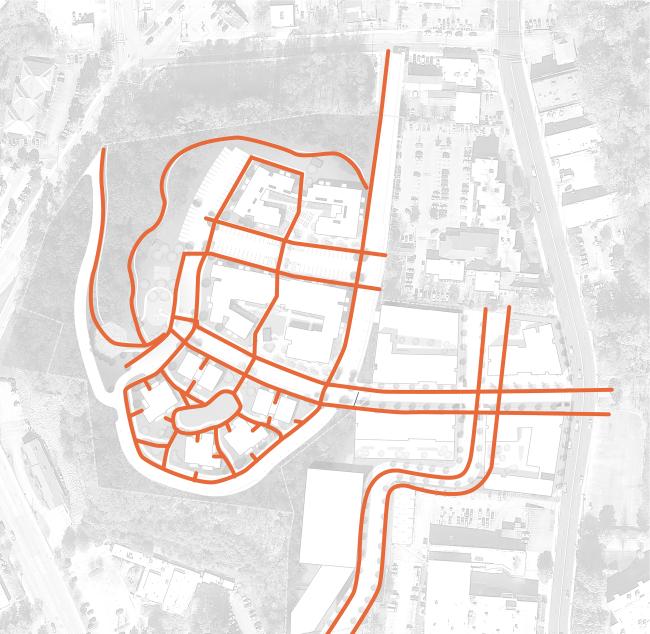 Pedestrian and bike diagram of Lee Walker Heights in Asheville, North Carolina.