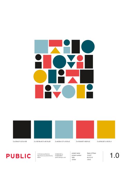  Environmental graphic palette for SPARC-It-Place in Oakland, Ca.