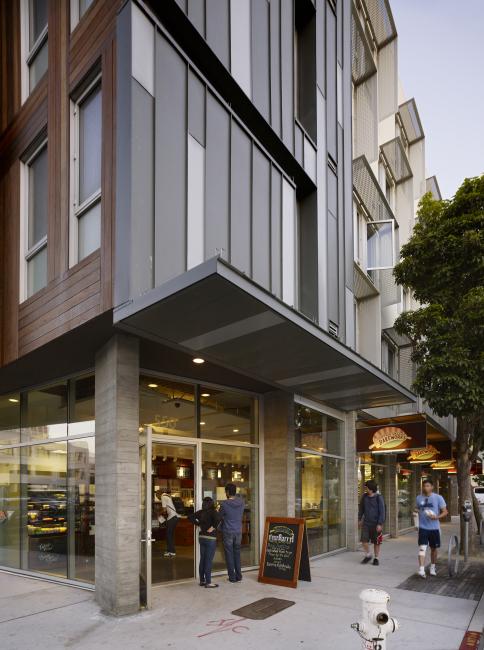Corner retail space at Richardson Apartments, with Hayes Valley Bakeworks entry