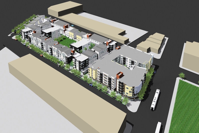 Aerial rendering of Armstrong Place Senior in San Francisco.