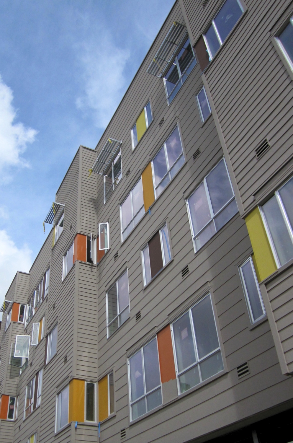 Detail of exterior of Armstrong Place Senior in San Francisco during construction.