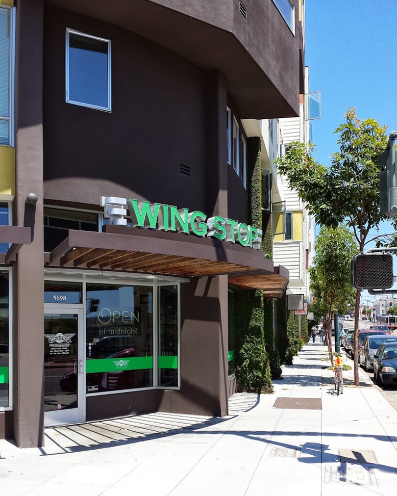 Wing Stop located at one of the retail spaces at Armstrong Place Senior in San Francisco.