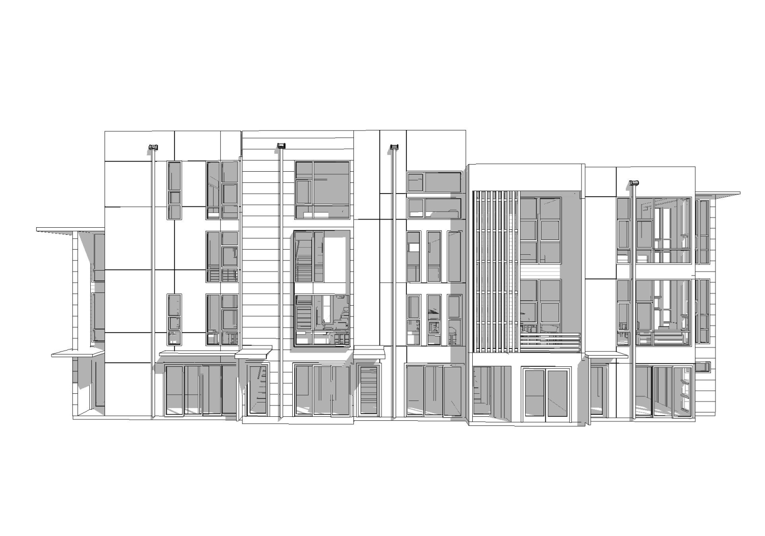 3D model of elevation at Blue Star Corner in Emeryville, Ca.
