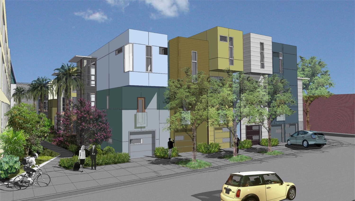 Exterior rendering of Blue Star Corner in Emeryville, Ca.