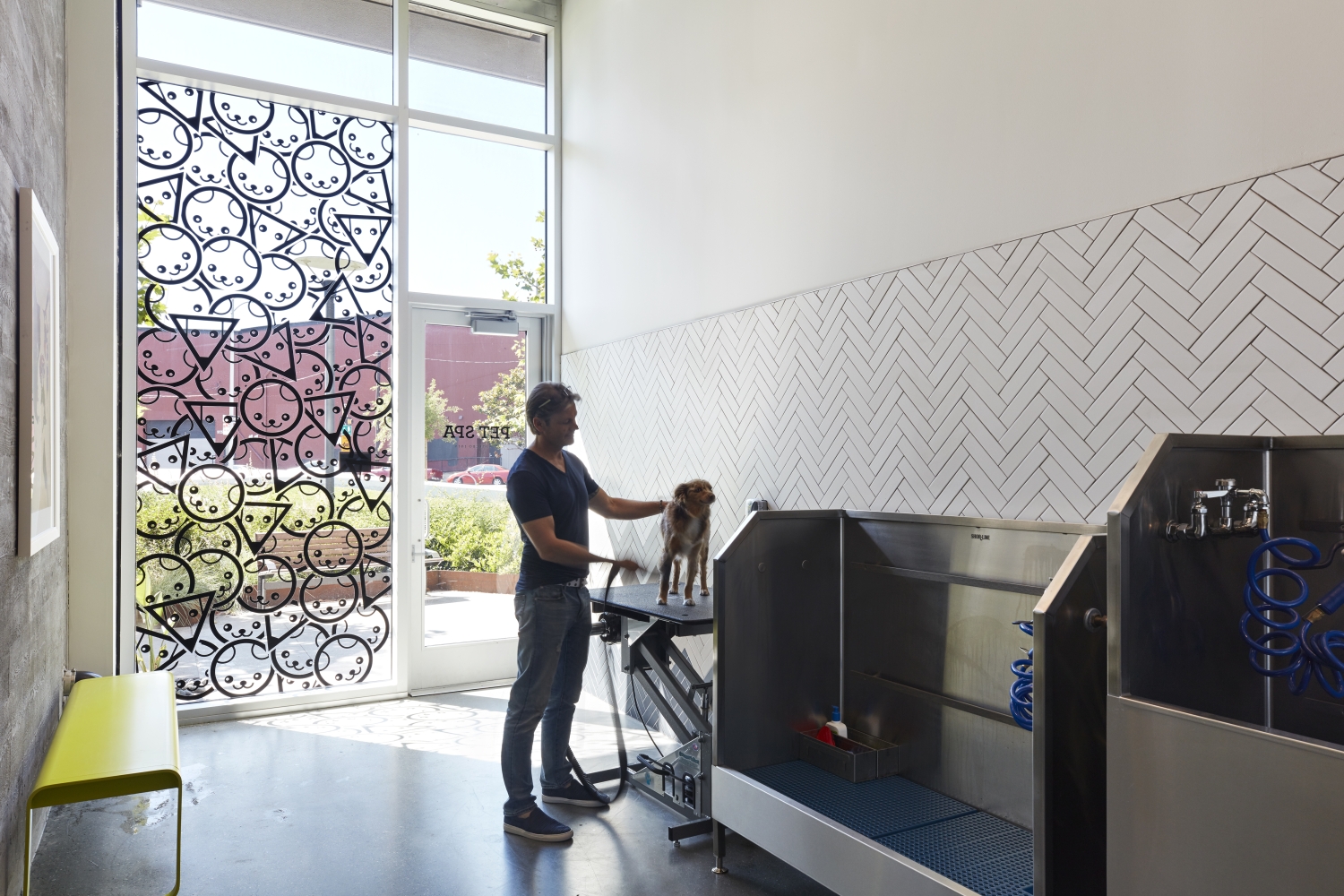 Pet washing station inside Potrero 1010 in San Francisco, CA.