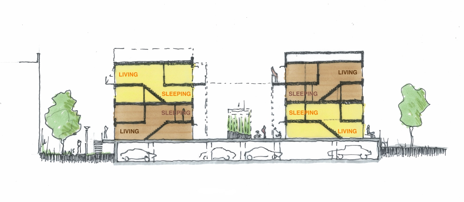 Sketch of layout of townhouses for Armstrong Place in San Francisco.