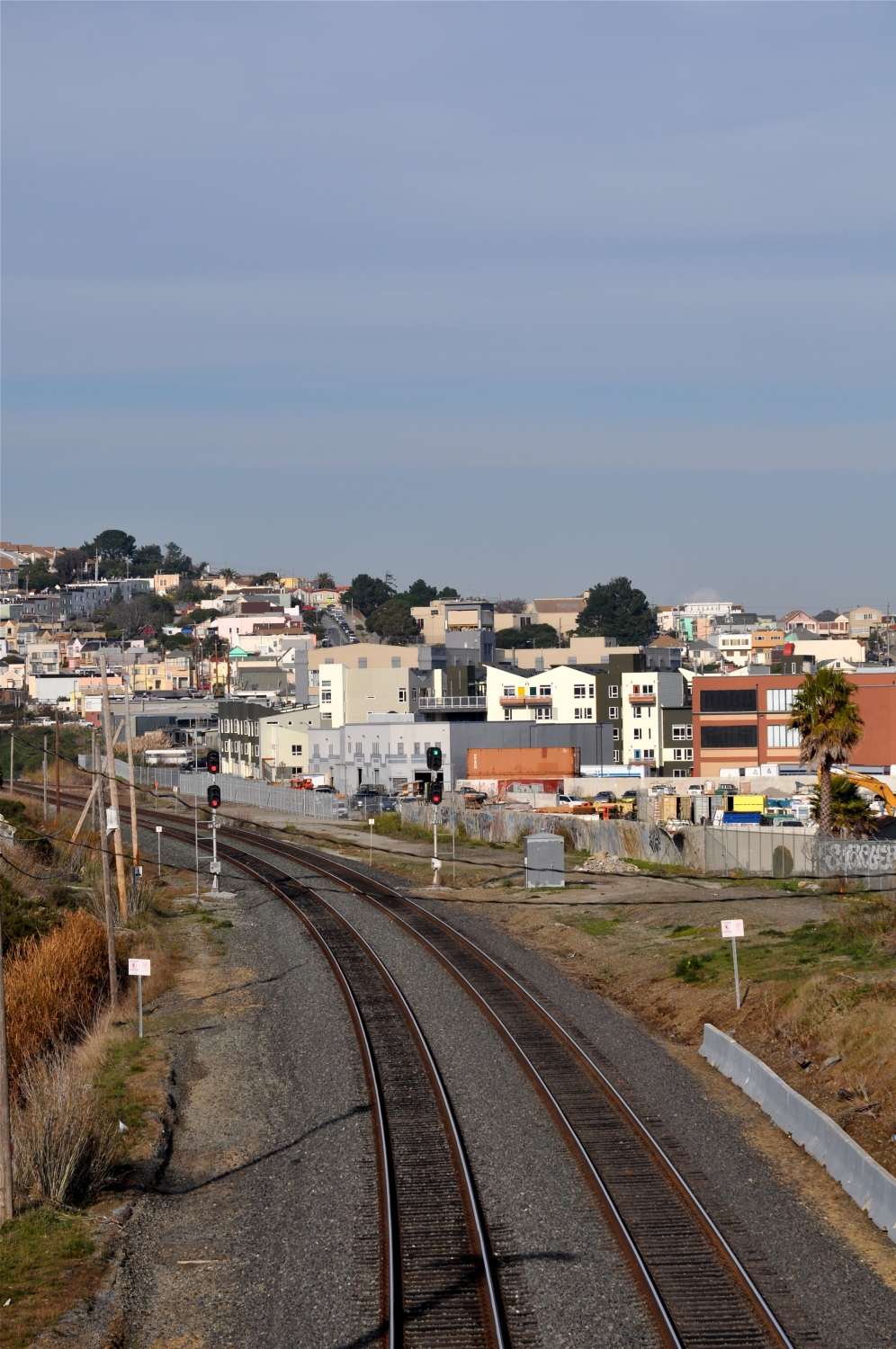View from the traintracks with Armstrong Place in San Francisco in the background.