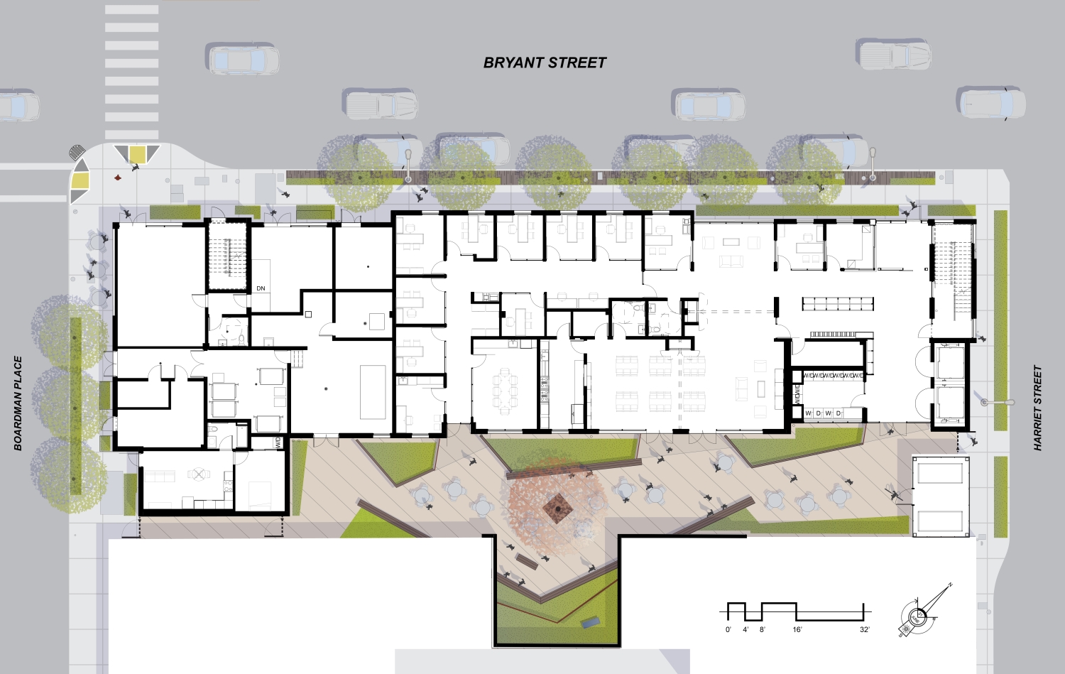 Level one site plan for Tahanan Supportive Housing in San Francisco.