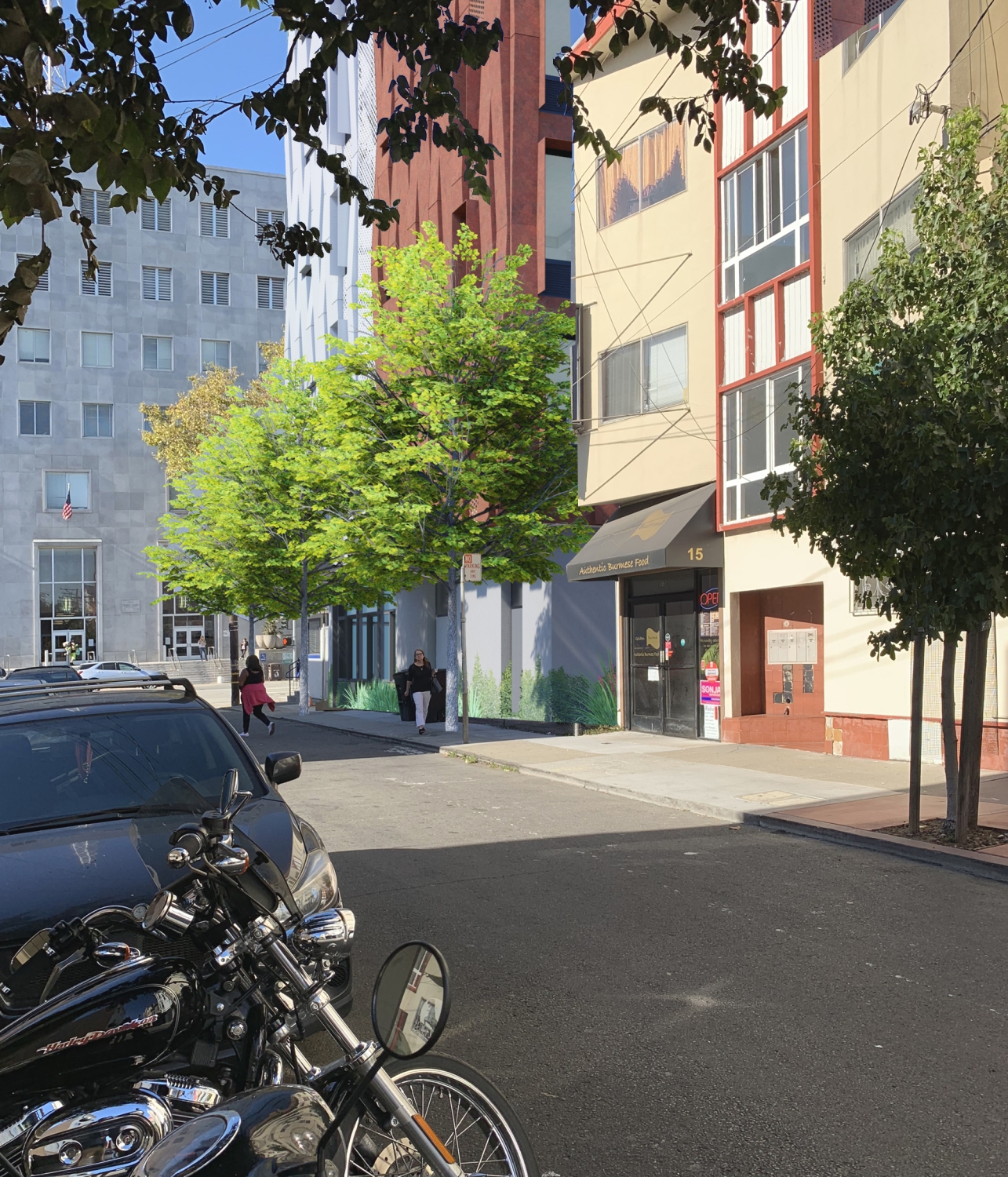 Rendered street view of Tahanan Supportive Housing in San Francisco.