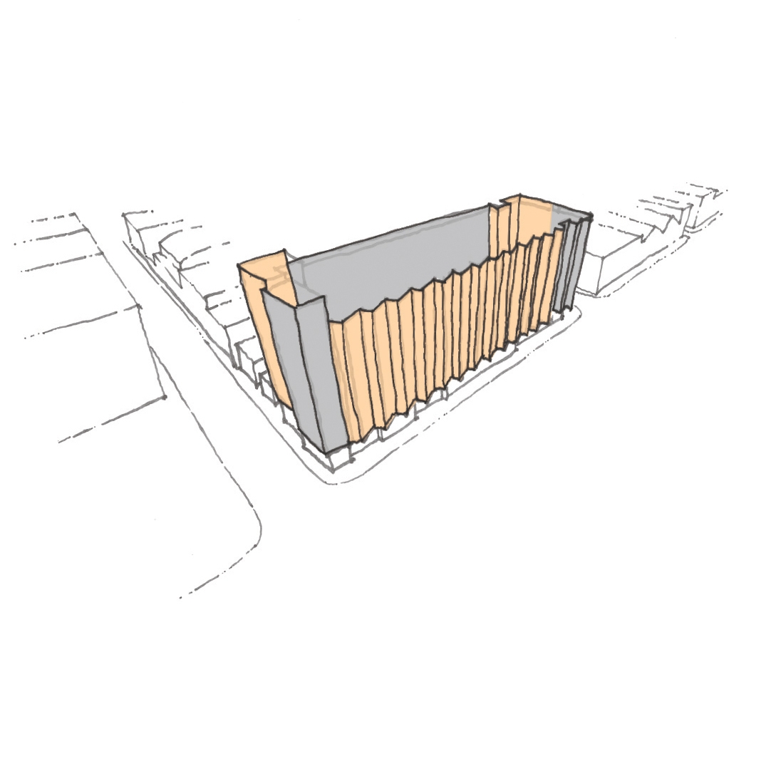 Sketch of materials for Tahanan Supportive Housing in San Francisco.