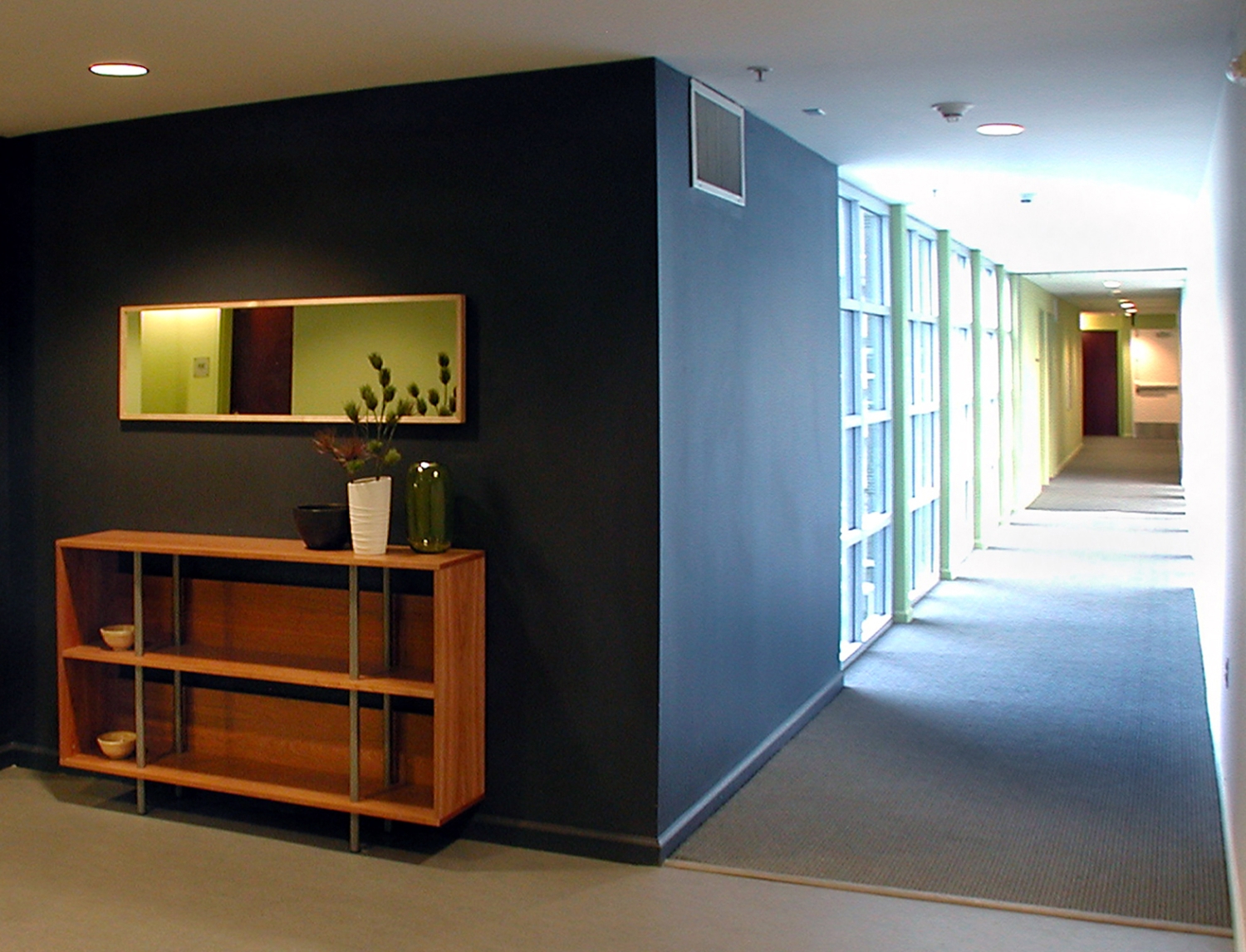 Residential hallway inside 8th & Howard/SOMA Studios in San Francisco, Ca.