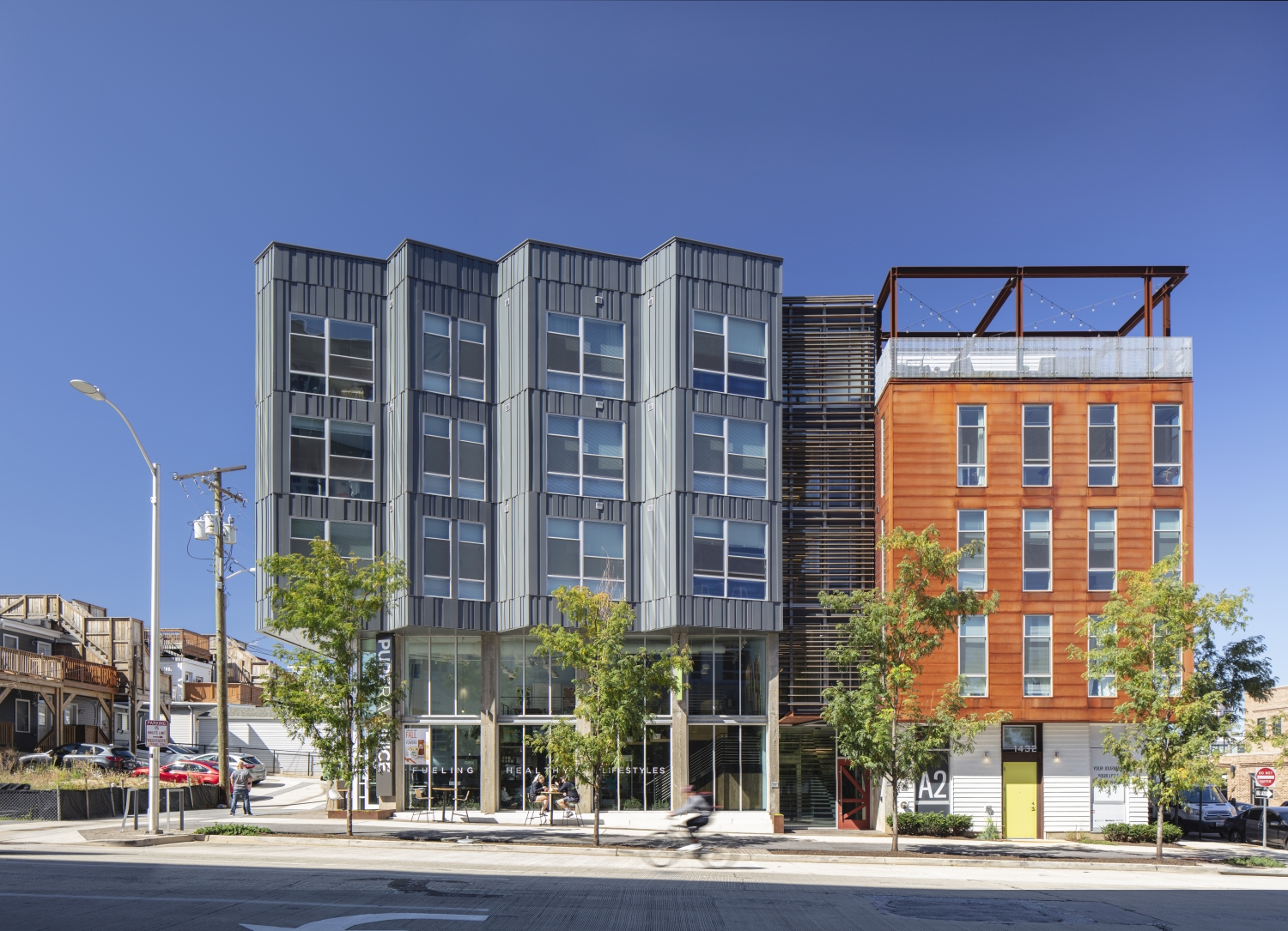 Exterior view of A2 Apartments in Baltimore, Maryland.