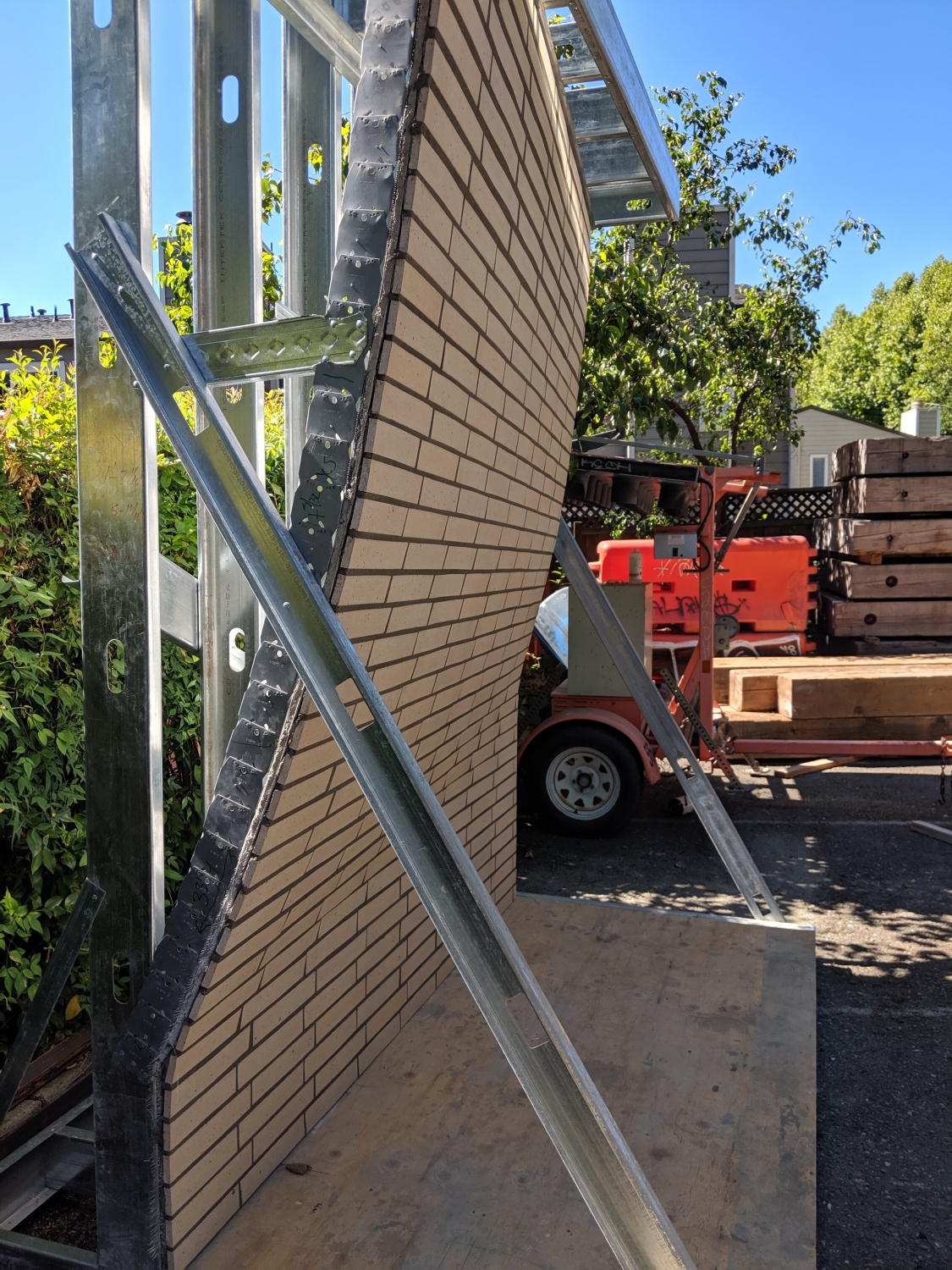 Mock-up of brick installation for 555 Larkin in San Francisco.