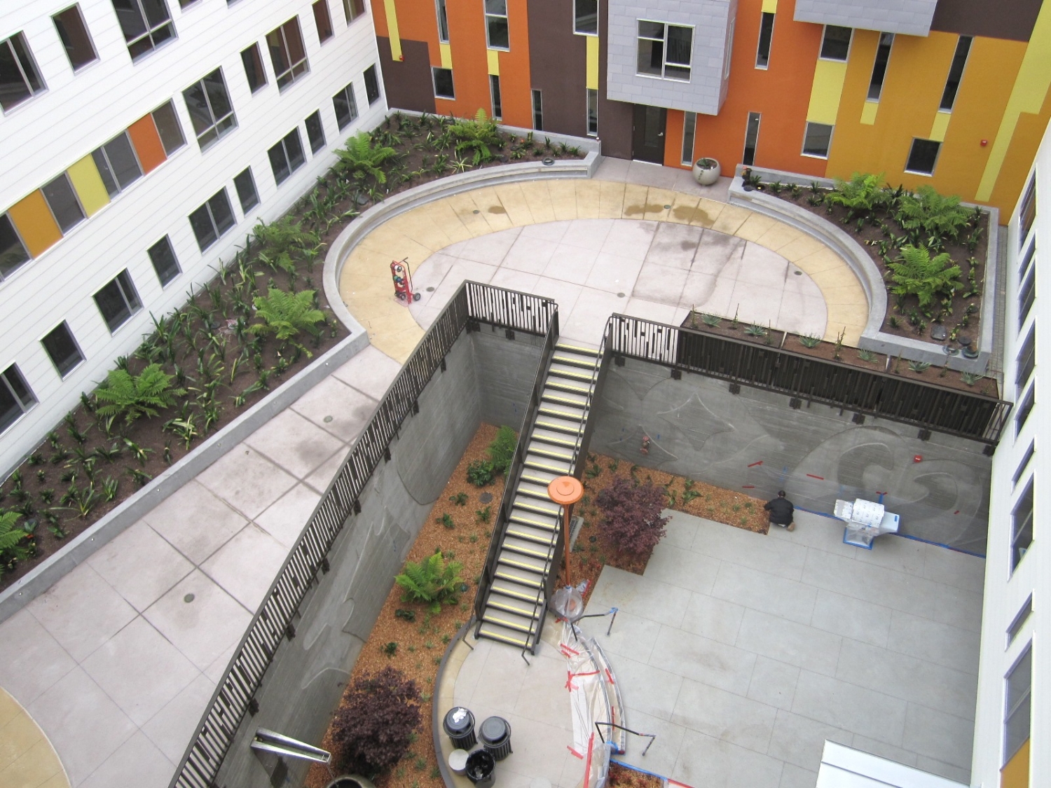 Construction of the courtyard at Armstrong Place Senior in San Francisco.
