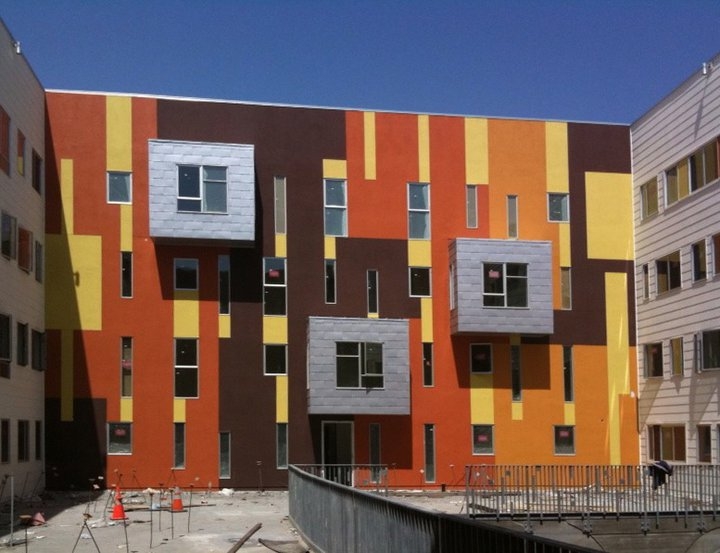 Courtyard during construction of Armstrong Place Senior in San Francisco.