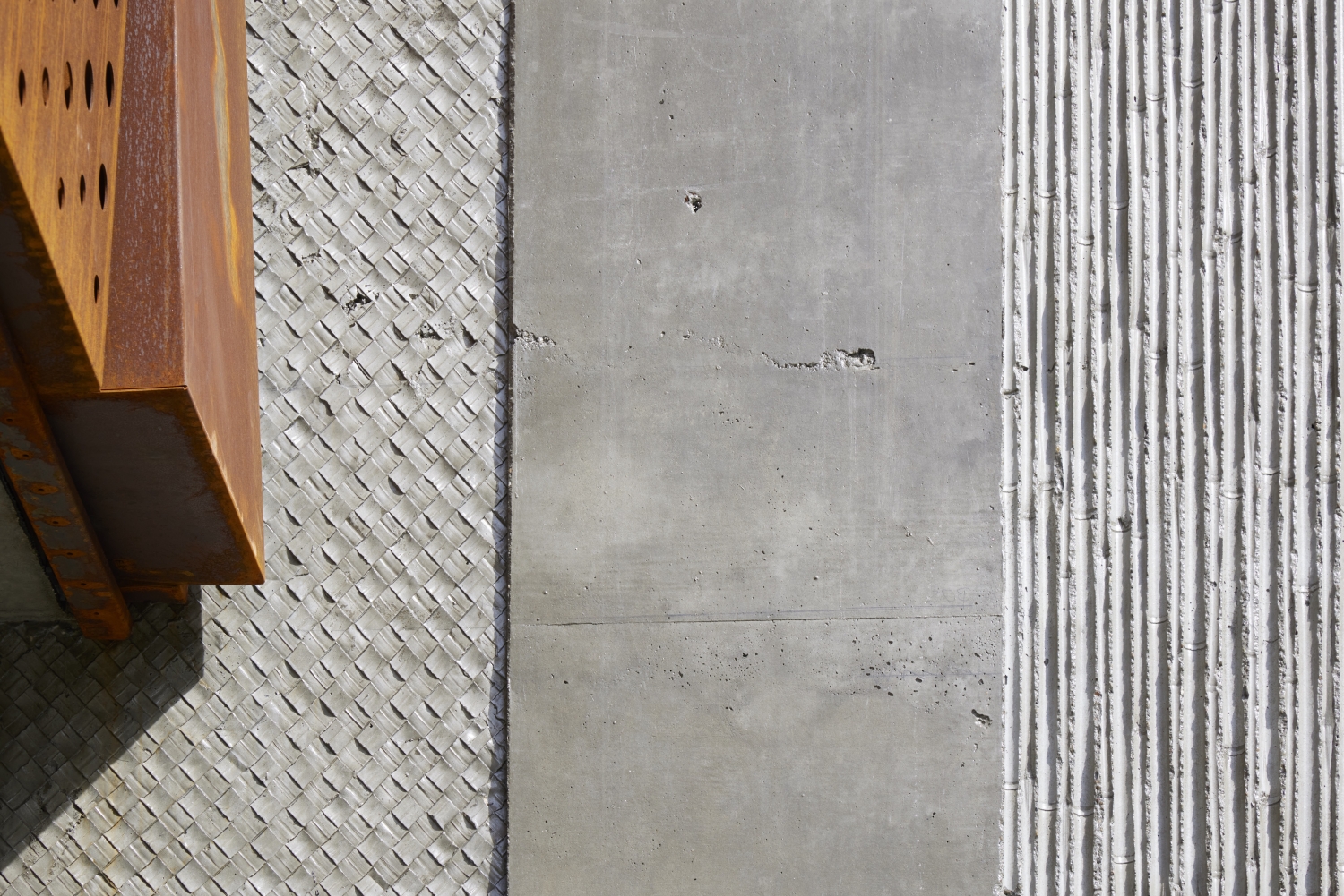 Detail of textured concrete at Tahanan Supportive Housing in San Francisco.