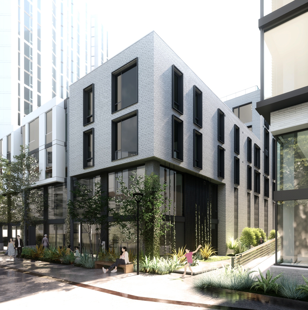 Exterior rendering of Tidal House in Treasure Island, San Francisco, Ca.