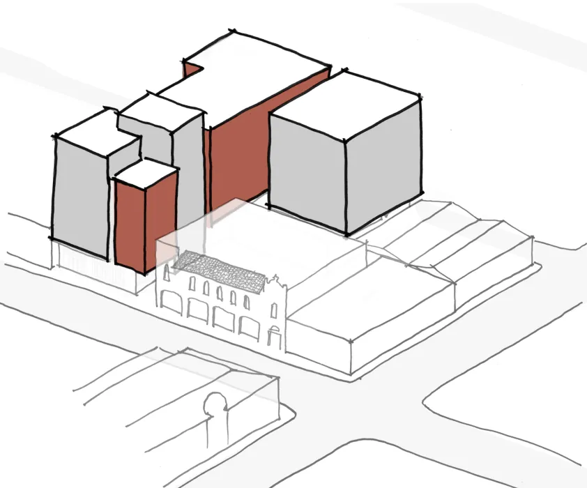 Diagram for materiality diagram for 420 Mendocino in Santa Rosa, California.