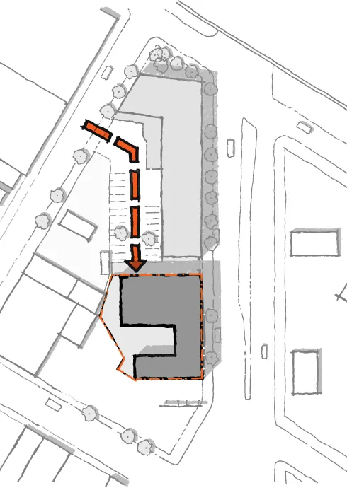 Diagram of the garage entry for 34th and San Pablo Affordable Family Housing in Oakland, California.