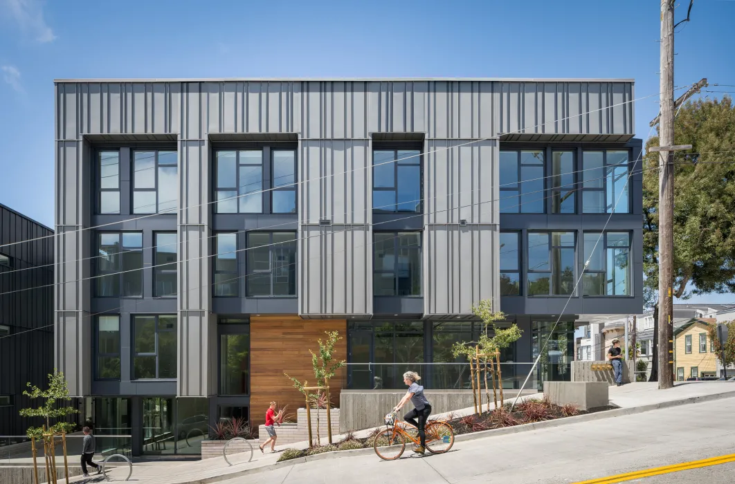 Exterior view of retail at Mason on Mariposa in San Francisco.