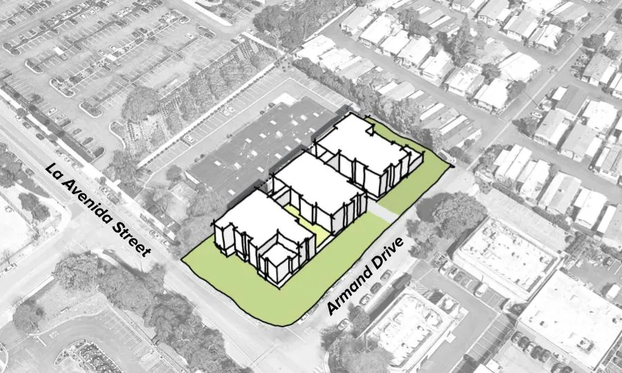 Diagram highlighting residential bays at 1100 La Avenida in Mountain View, California.
