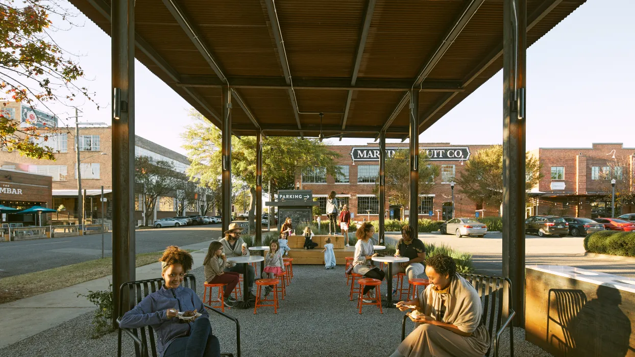 Outdoor patio at Jeni’s Ice cream in Birmingham, Alabama.