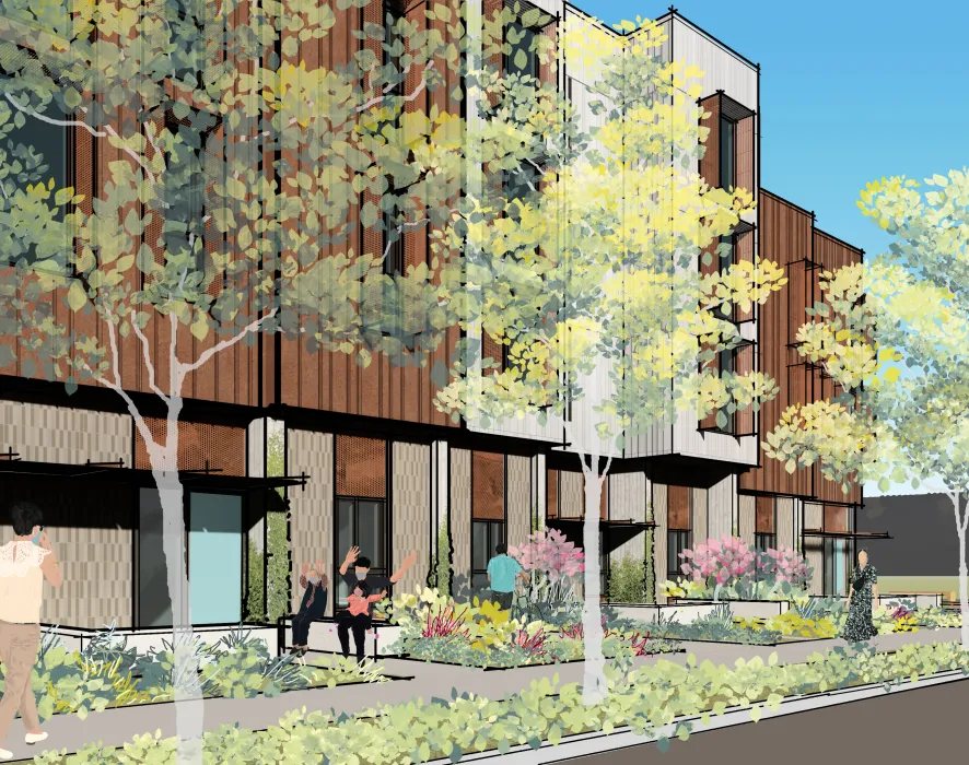 Exterior rendering of 1100 La Avenida in Mountain View, California.