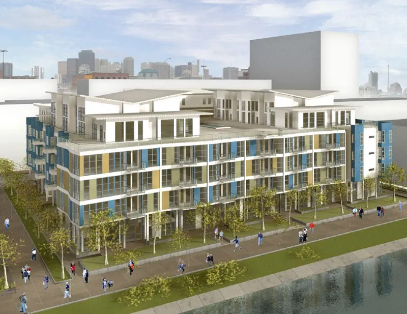 Exterior rendering of Channel Lofts.