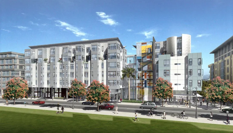 Exterior street rendering for Channel Lofts.
