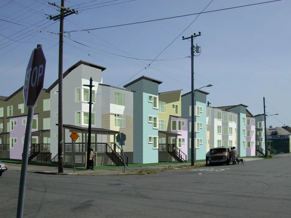 Montage perspective rendering at Linden Court in Oakland, California.