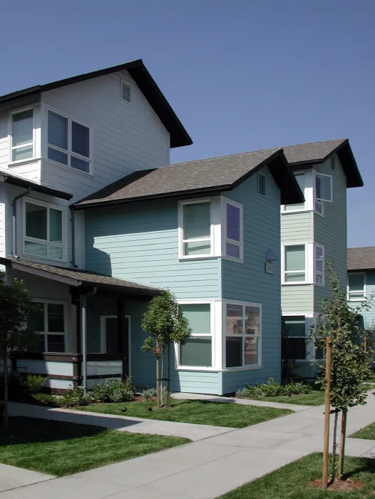 Linden Street elevation at Linden Court in Oakland, California.