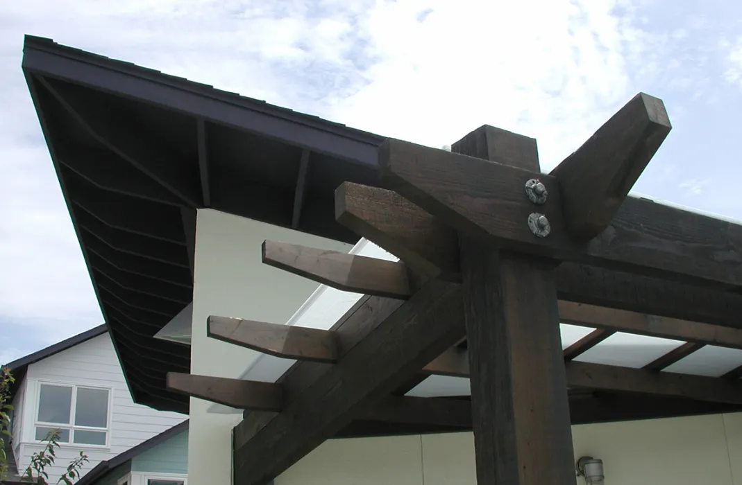 Office trellis detail at Linden Court in Oakland, California.