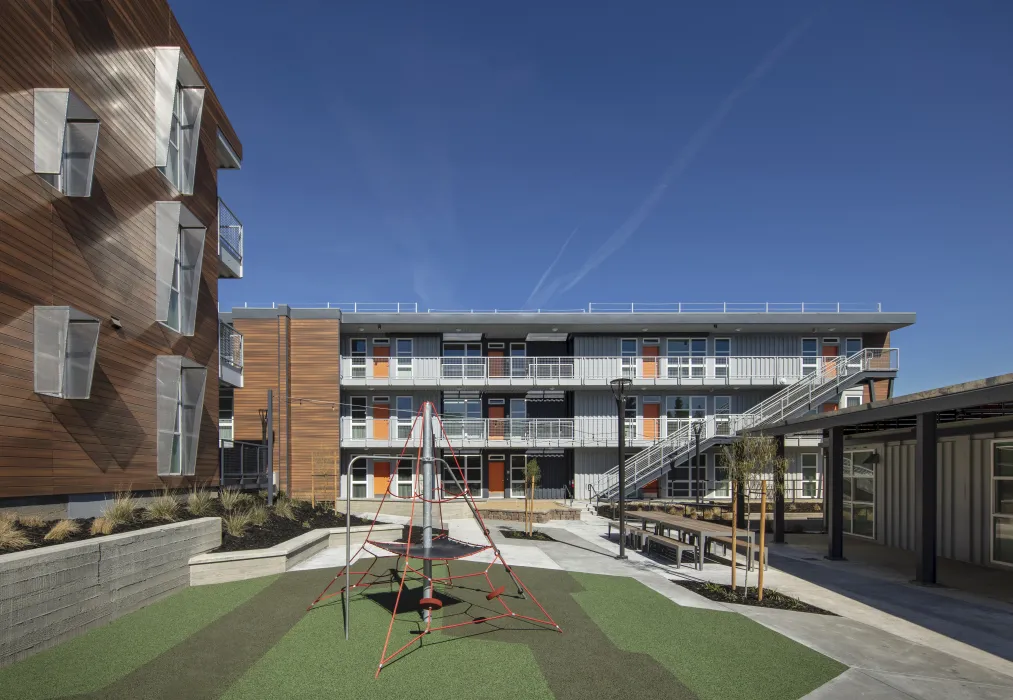 Play space in the courtyard at Rocky Hill Veterans Housing in Vacaville, California.