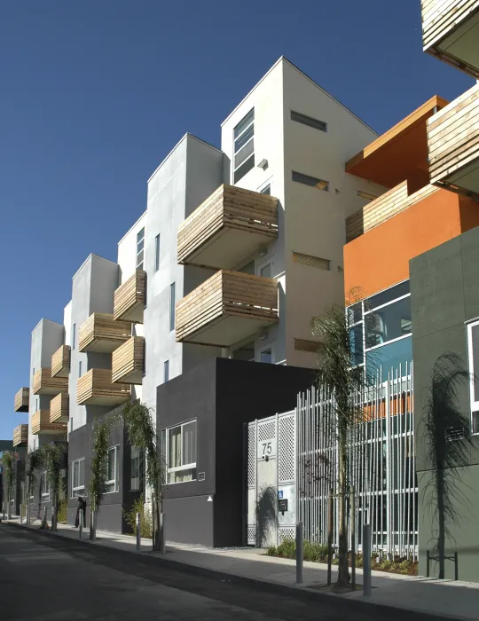 Exterior elevation at Folsom-Dore Supportive Apartments in San Francisco, California.
