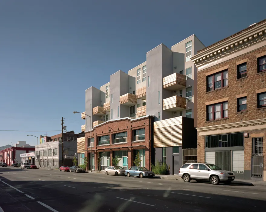 Exterior context view of Folsom-Dore Supportive Apartments in San Francisco, California.