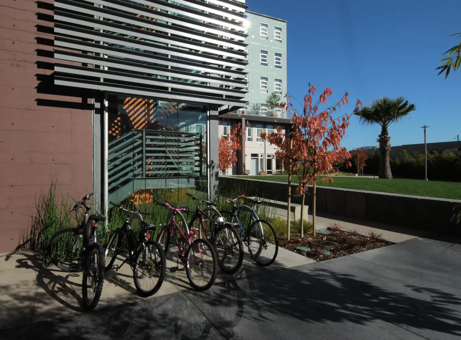 Bike parking at 888 Seventh Street in San Francisco.