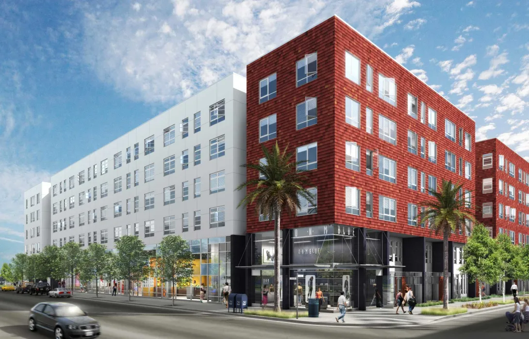 Exterior rendering of 888 Seventh Street in San Francisco.