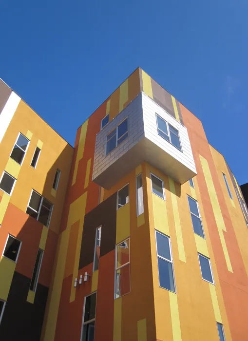 Detail of the exterior of Armstrong Place Senior in San Francisco.