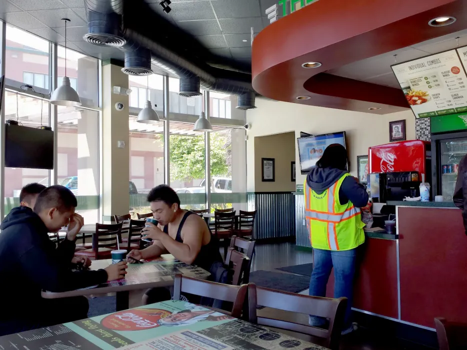 Interior of Wing Stop located at one of the retail spaces at Armstrong Place Senior in San Francisco.