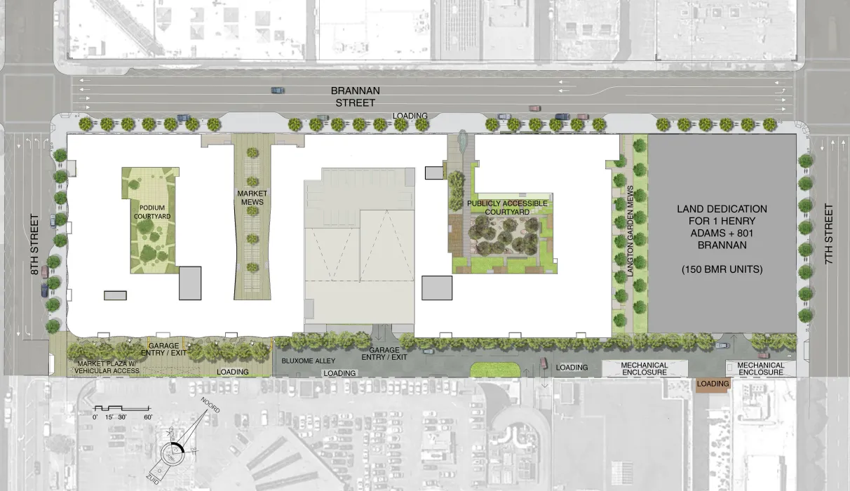 Landscape site plan of 855 Brannan in San Francisco.